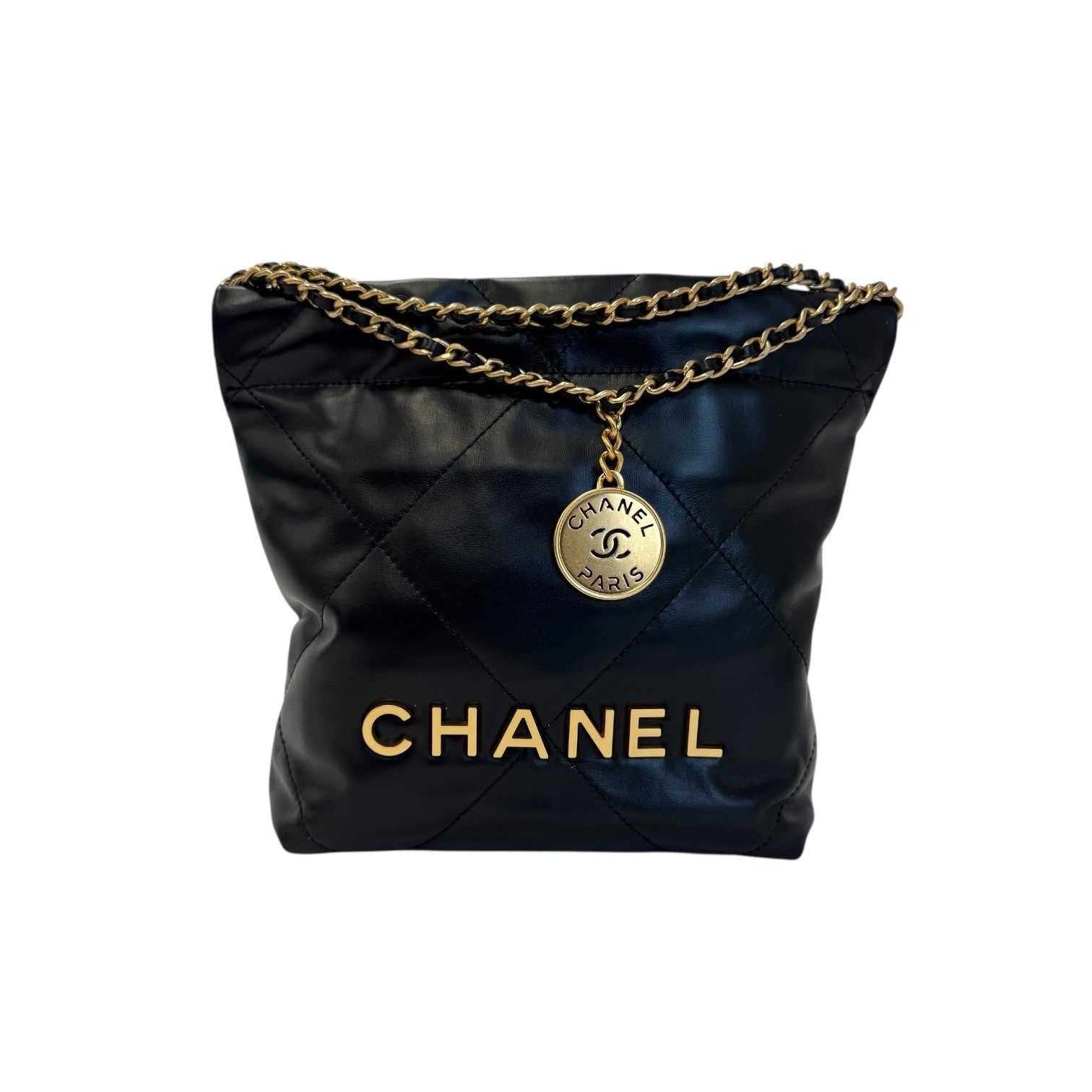 シャネル シャネル22  ミニ チェーンショルダーバッグ ブラック ゴールド金具 AS3980