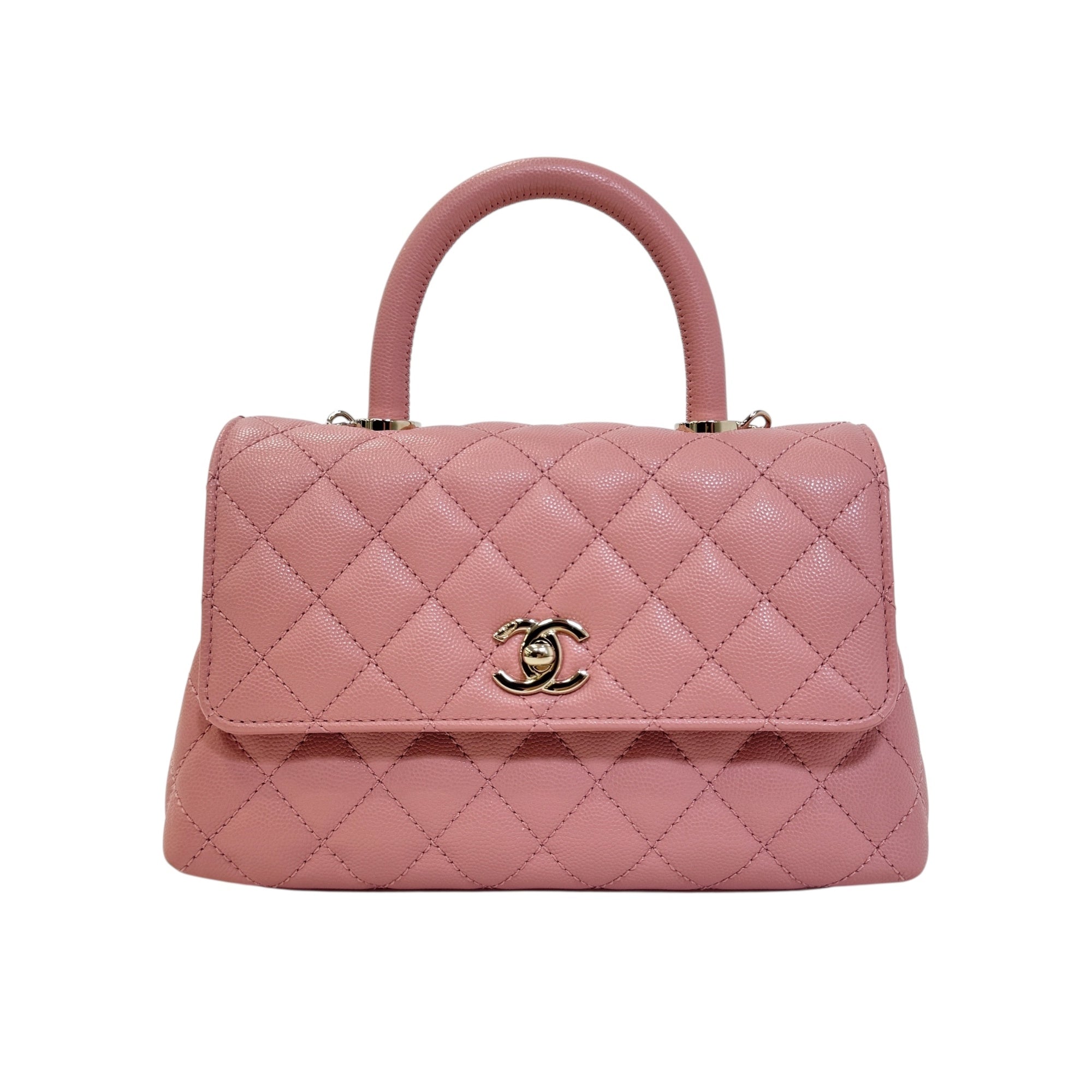 Chanel Mini Coco Handle Pink Gold Metal