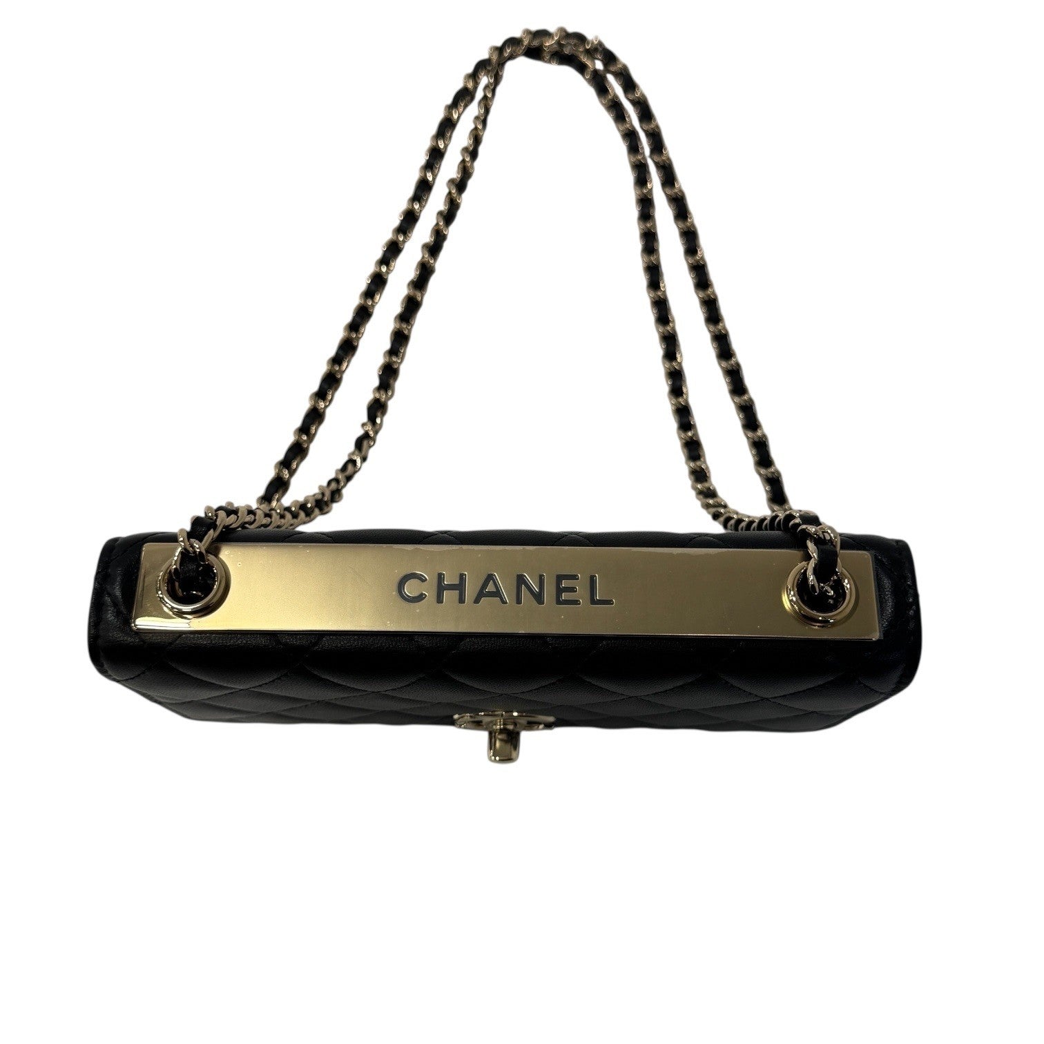 シャネル トレンディCC ラムスキン チェーンウォレット ブラック ゴールド金具