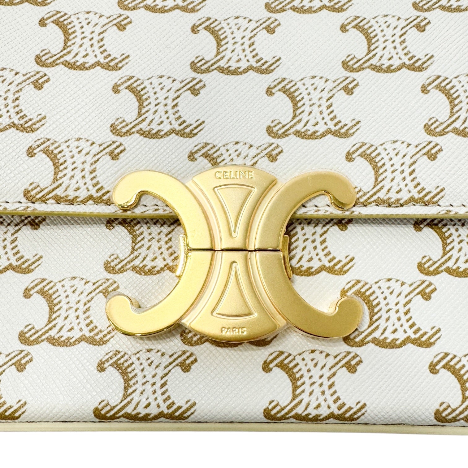 セリーヌ ティーントリオンフ ショルダーバッグ PVCコーティングキャンバス P-CU-2211 ホワイト