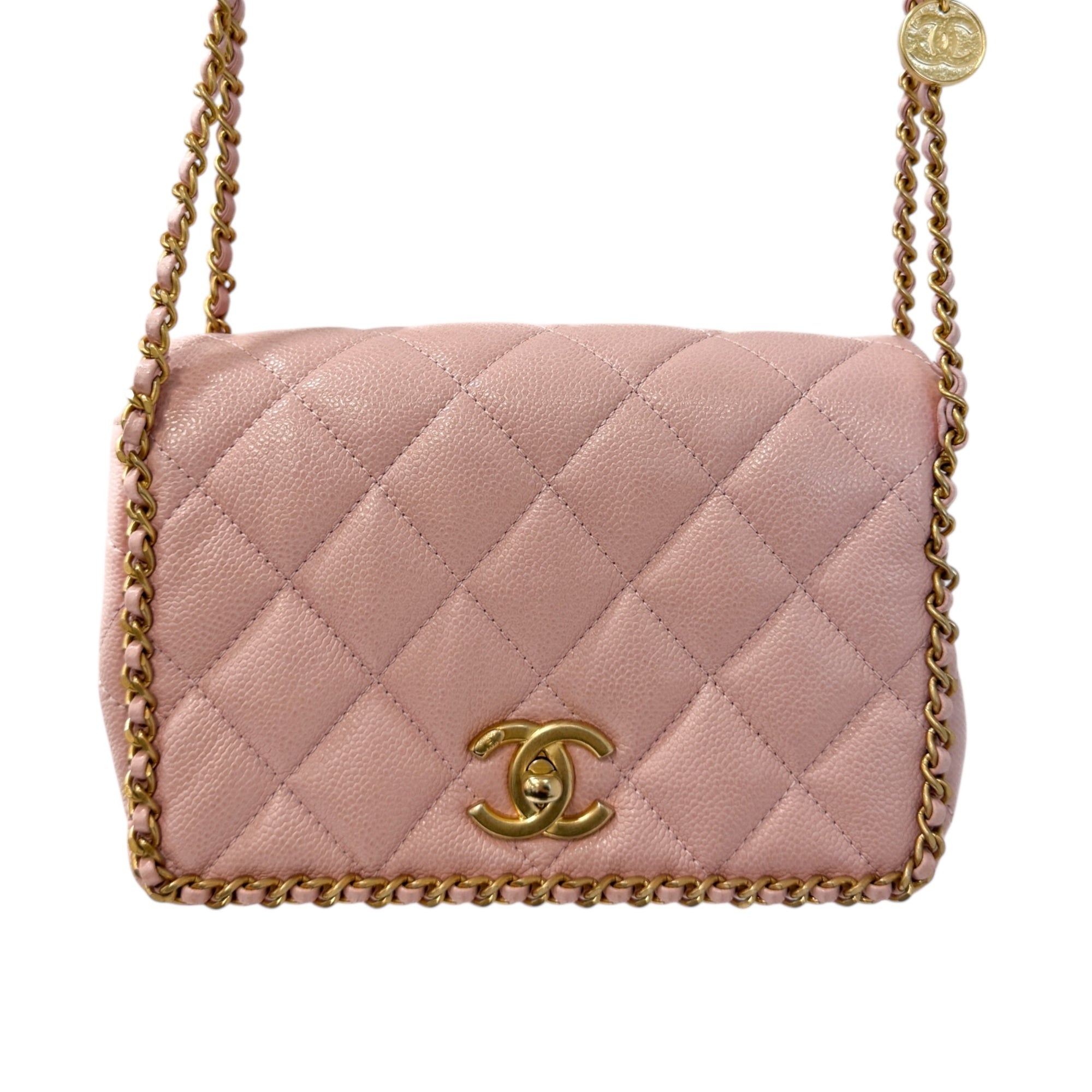 Chanel Matelasse Pink Caviar Skin A rank