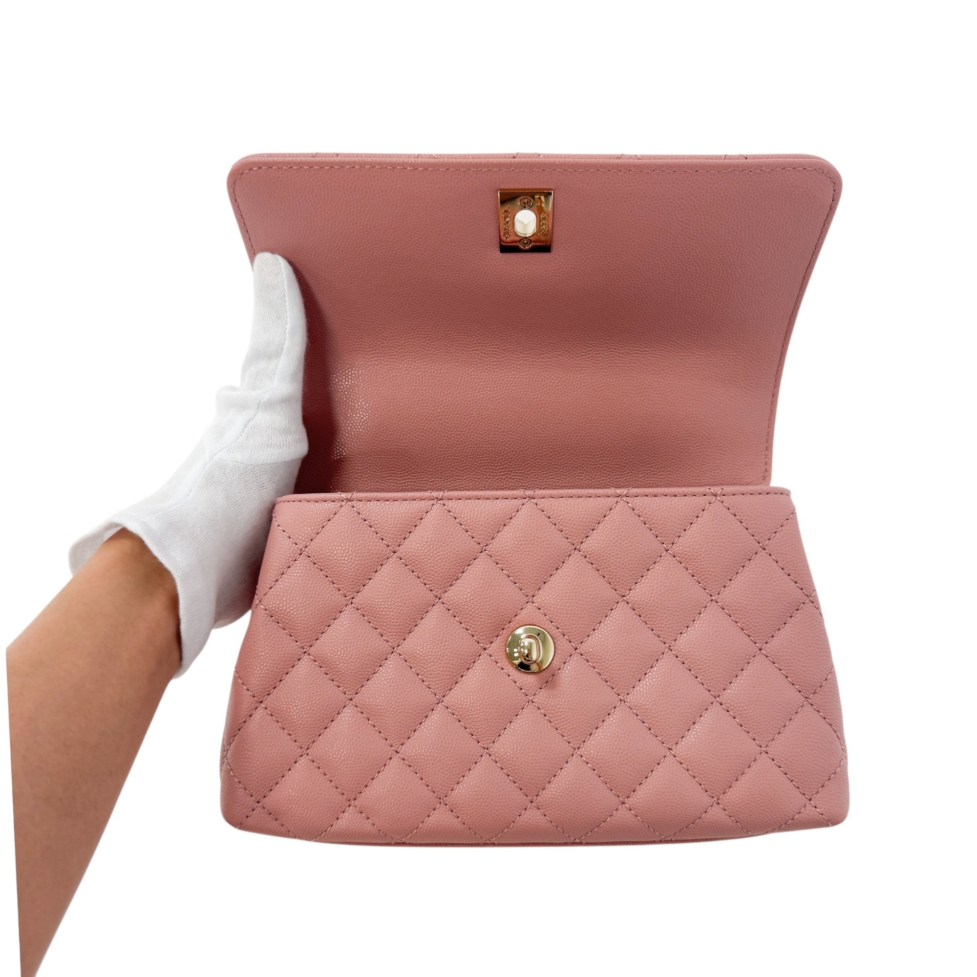 シャネル ミニココハンドル ピンク ゴールド金具