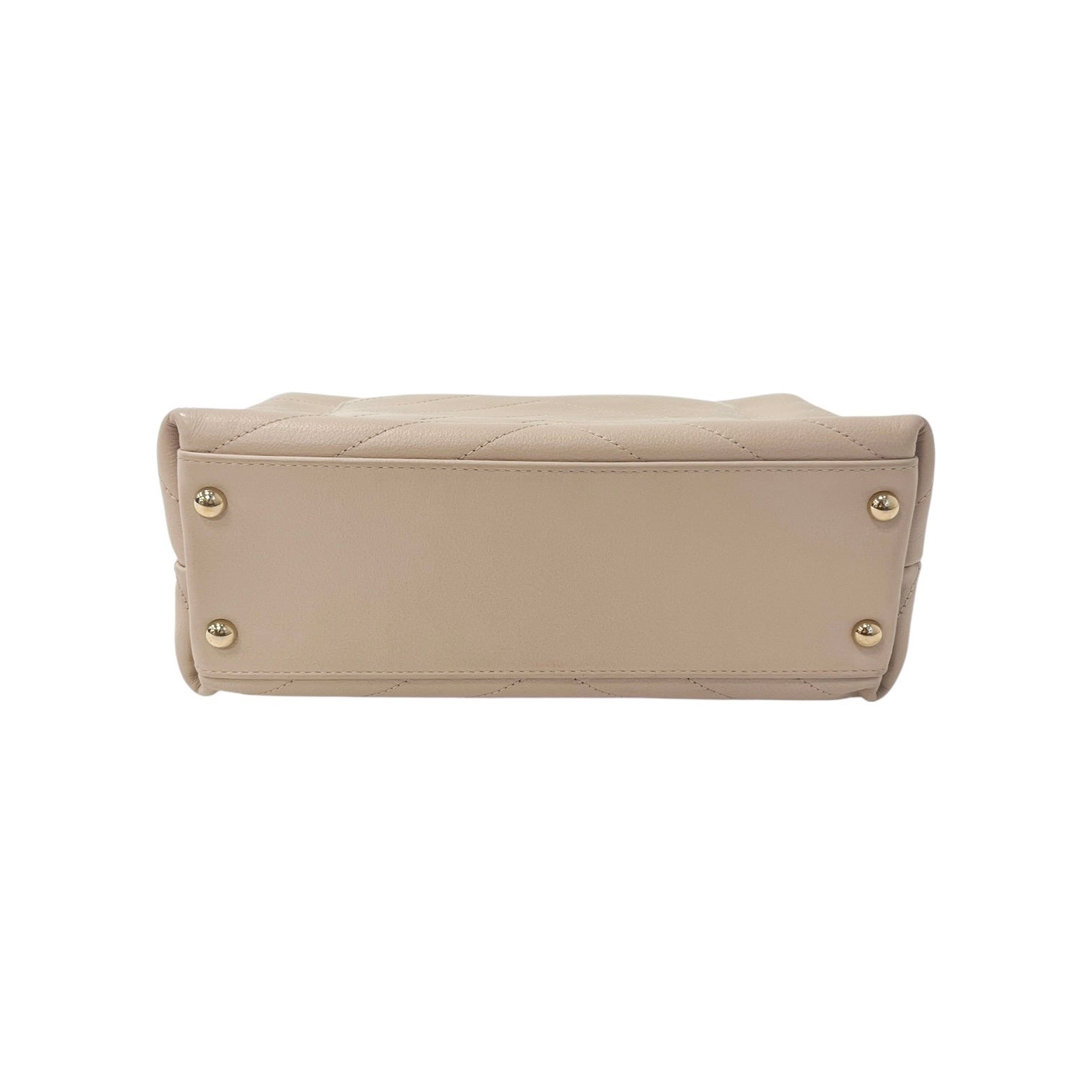 シャネル Vステッチ トップハンドルフラップバッグ ベージュ A57147 Bランク