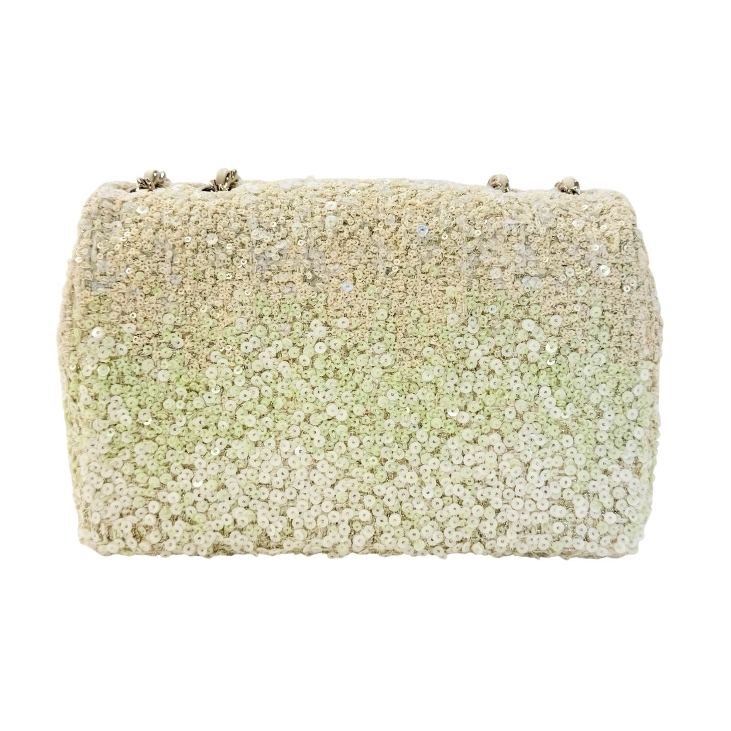 シャネル ライトグリーン スパンコール チェーンショルダー バッグ