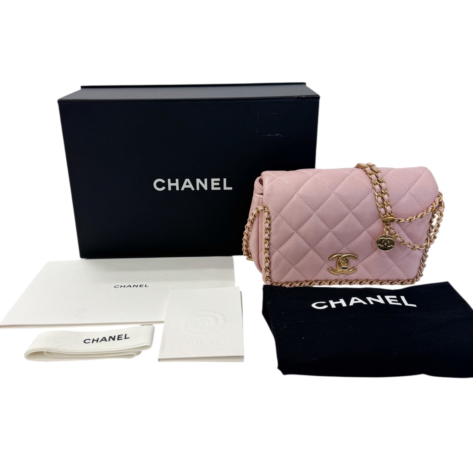 Chanel Matelasse Pink Caviar Skin A rank