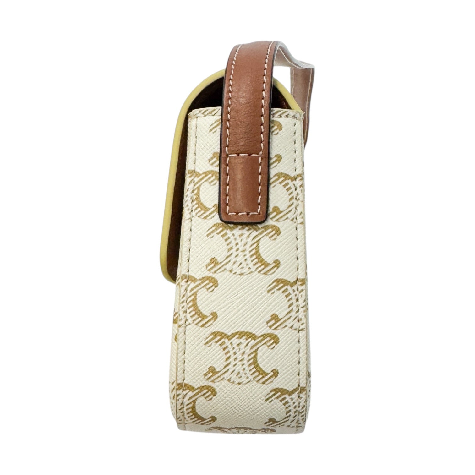 Celine Teen Triomphe Shoulder Bag PVC Coated Canvas P-CU-2211 White