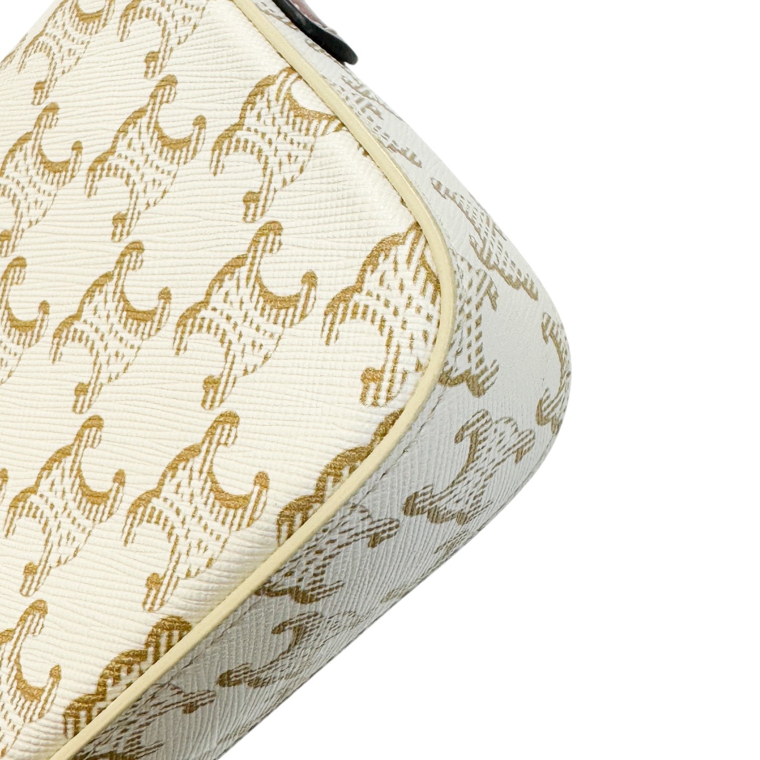 Celine Teen Triomphe Shoulder Bag PVC Coated Canvas P-CU-2211 White
