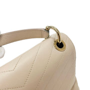 シャネル　Vステッチ　トップハンドルフラップバッグ　ベージュ　A57147　Bランク