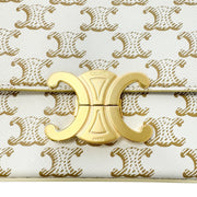 Celine Teen Triomphe Shoulder Bag PVC Coated Canvas P-CU-2211 White