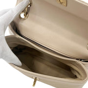 シャネル　Vステッチ　トップハンドルフラップバッグ　ベージュ　A57147　Bランク