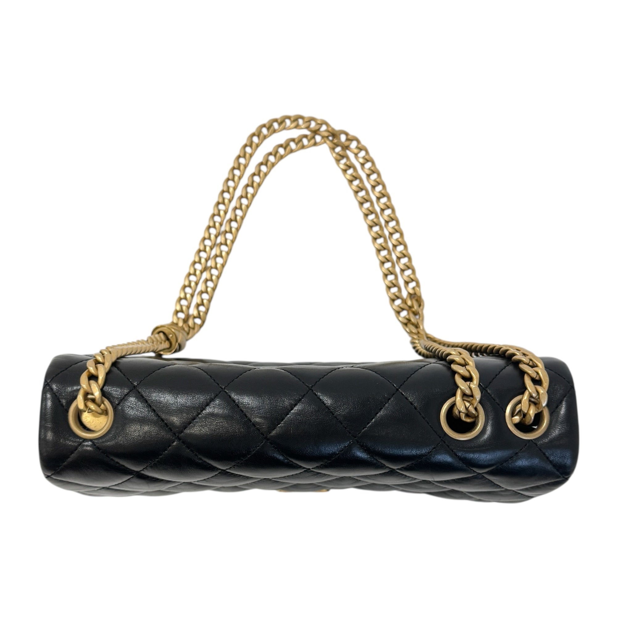 Chanel Matelasse Leather Chain Shoulder Bag Black Gold Hardware AS3393