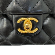 Chanel Matelasse Leather Chain Shoulder Bag Black Gold Hardware AS3393
