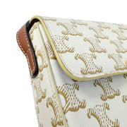 Celine Teen Triomphe Shoulder Bag PVC Coated Canvas P-CU-2211 White