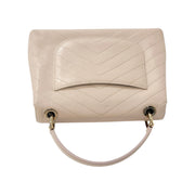 シャネル　Vステッチ　トップハンドルフラップバッグ　ベージュ　A57147　Bランク