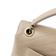 シャネル　Vステッチ　トップハンドルフラップバッグ　ベージュ　A57147　Bランク