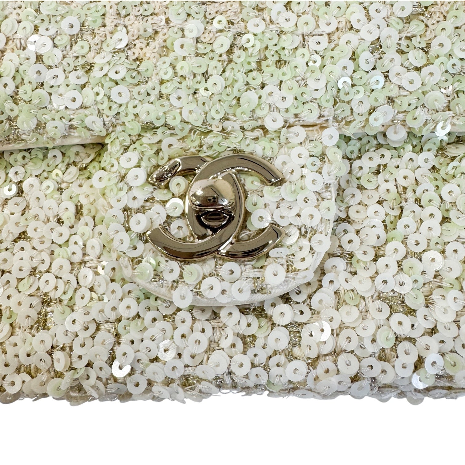Chanel Light Green Sequin Chain Shoulder Bag