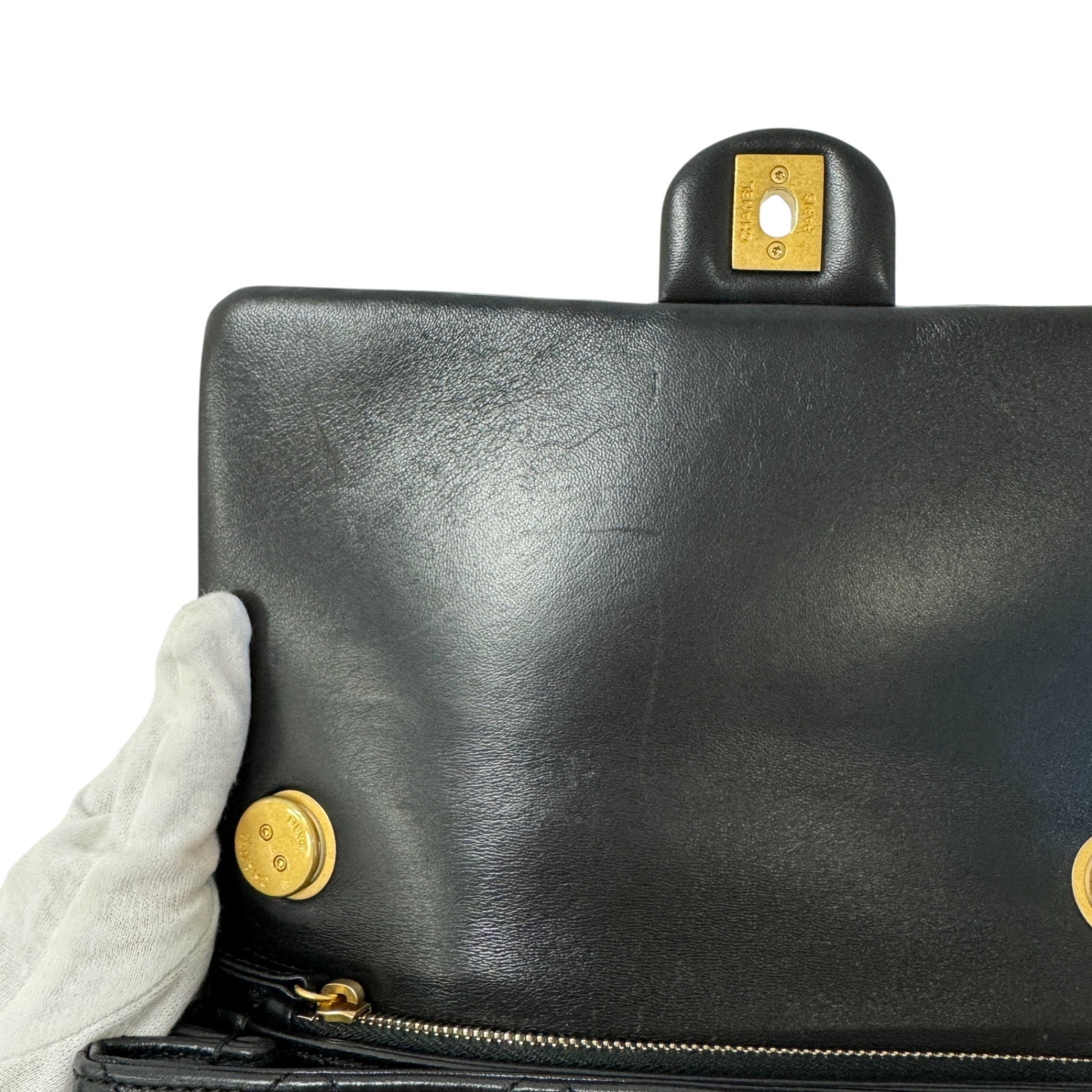 Chanel Matelasse Leather Chain Shoulder Bag Black Gold Hardware AS3393