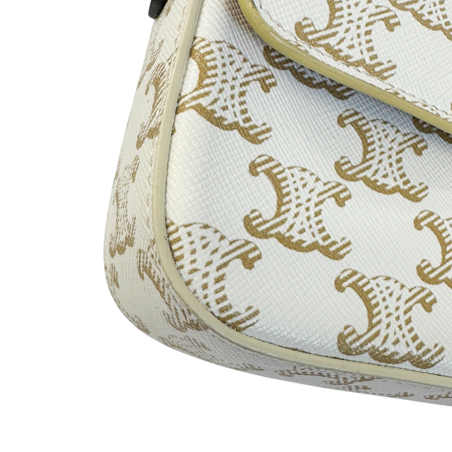 Celine Teen Triomphe Shoulder Bag PVC Coated Canvas P-CU-2211 White