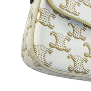 Celine Teen Triomphe Shoulder Bag PVC Coated Canvas P-CU-2211 White
