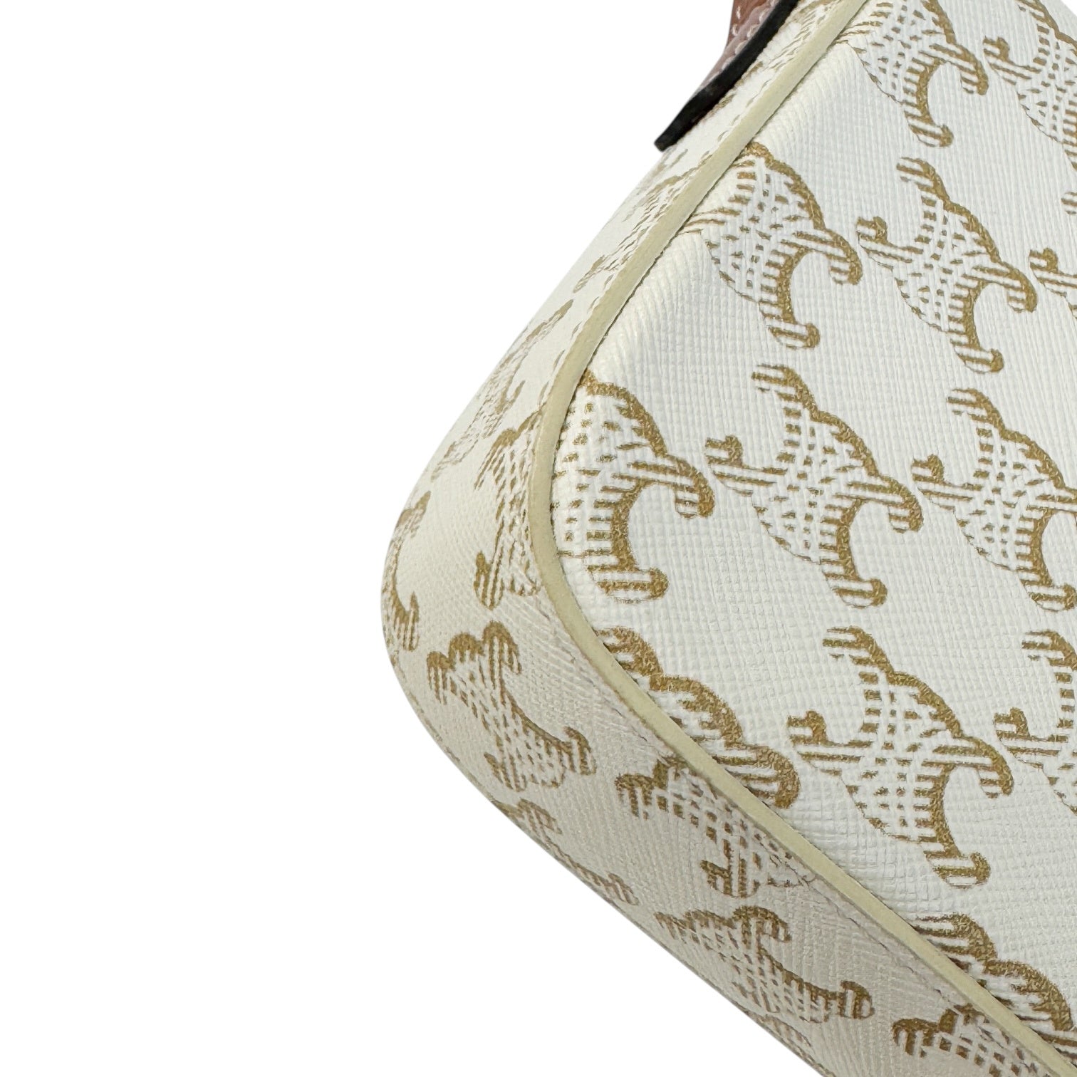 Celine Teen Triomphe Shoulder Bag PVC Coated Canvas P-CU-2211 White
