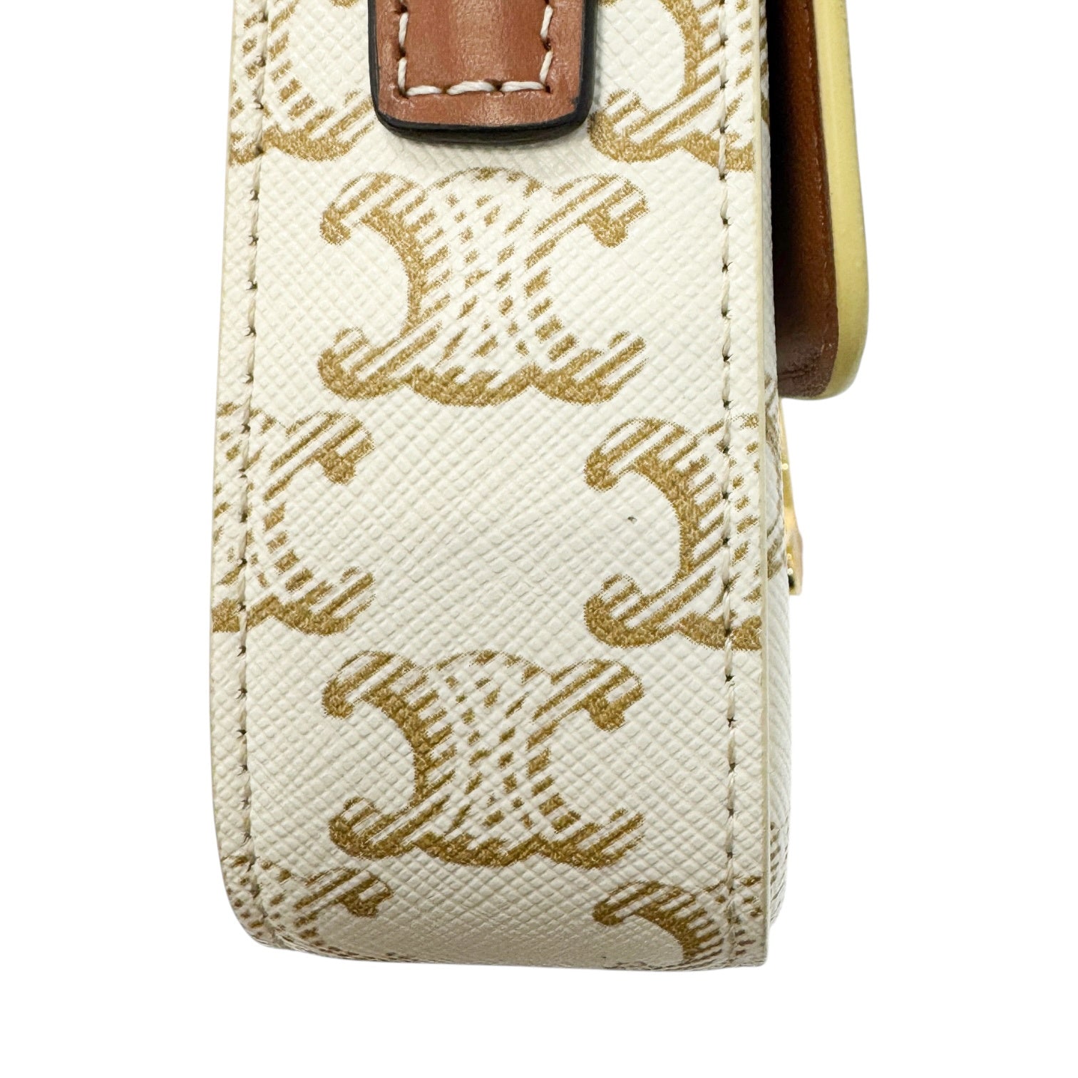 Celine Teen Triomphe Shoulder Bag PVC Coated Canvas P-CU-2211 White