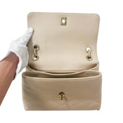 シャネル　Vステッチ　トップハンドルフラップバッグ　ベージュ　A57147　Bランク