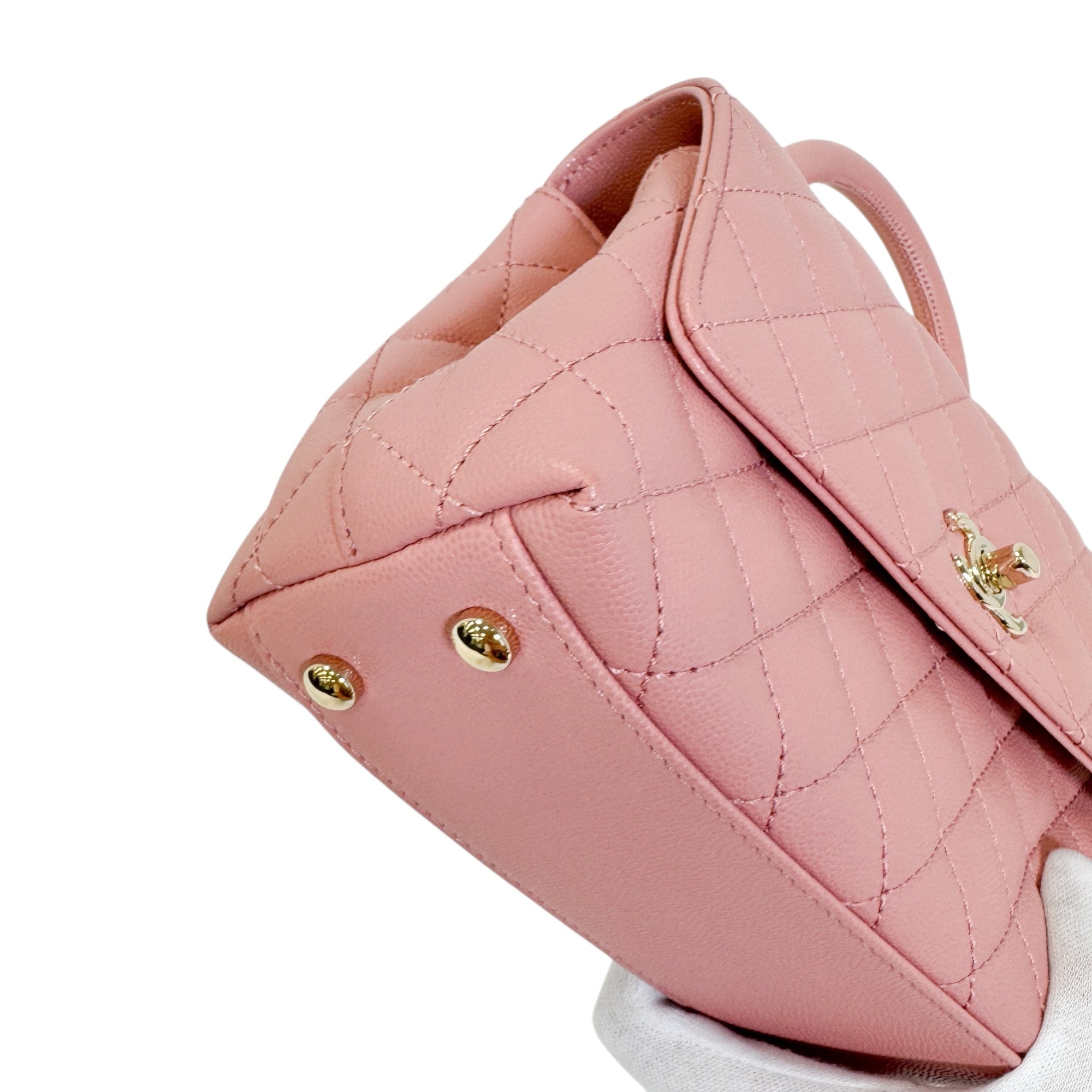 Chanel Mini Coco Handle Pink Gold Metal