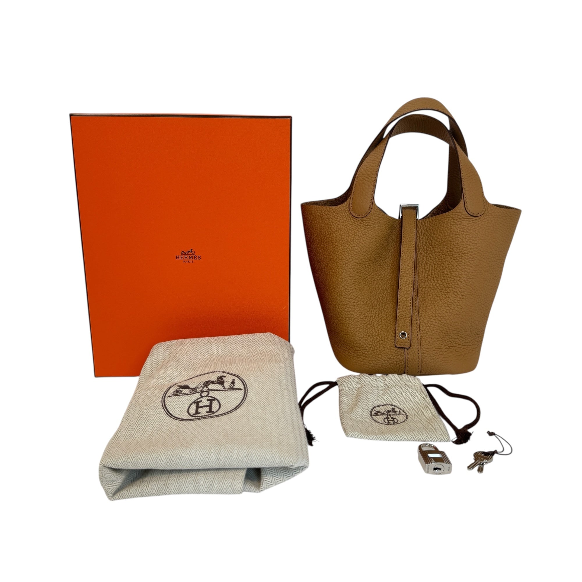 Hermes Picotin Lock 18 PM Torillon Clemence Biscuit Silver Metal Fittings U Engraved 2022 SA