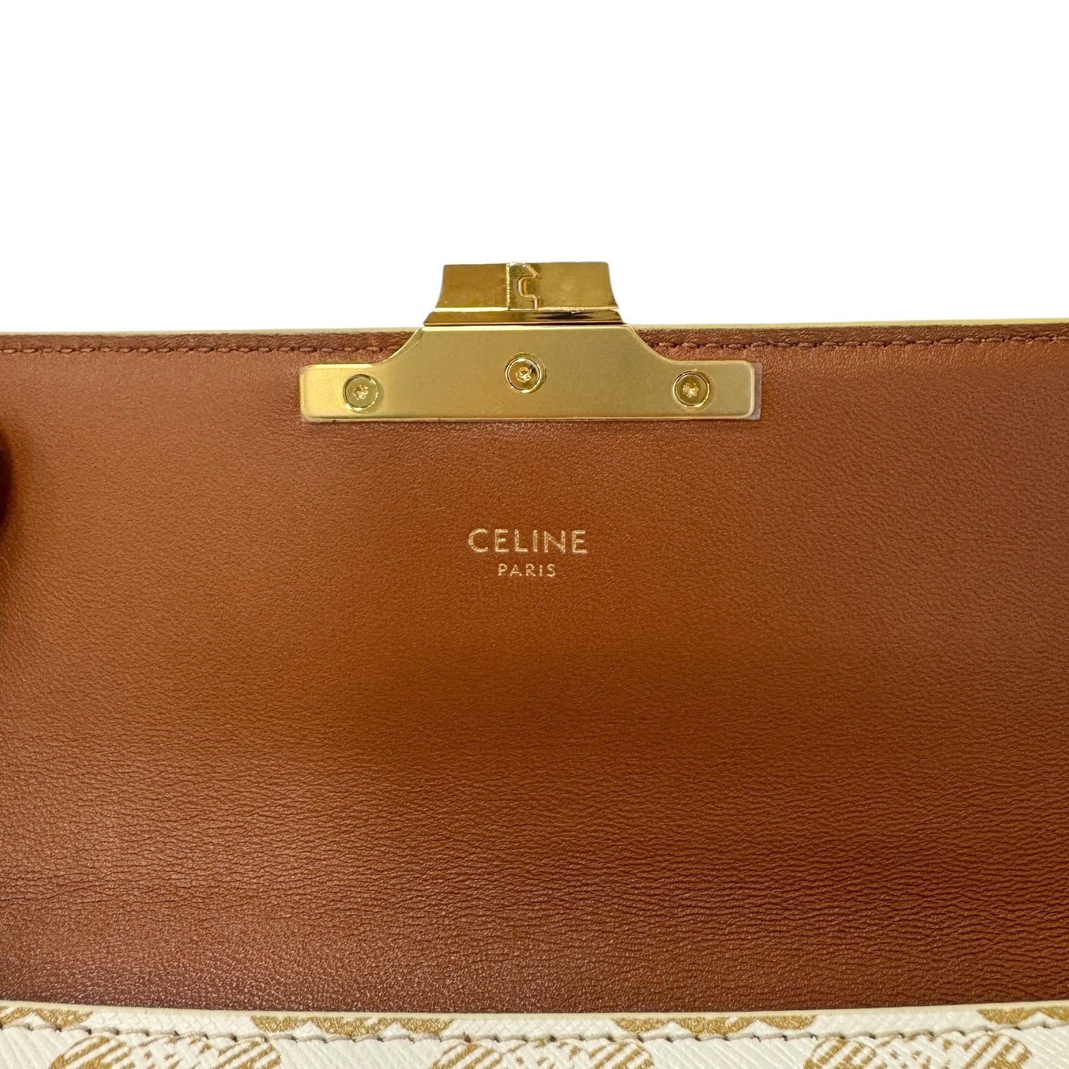 Celine Teen Triomphe Shoulder Bag PVC Coated Canvas P-CU-2211 White