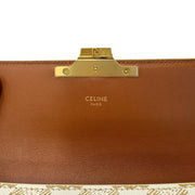Celine Teen Triomphe Shoulder Bag PVC Coated Canvas P-CU-2211 White