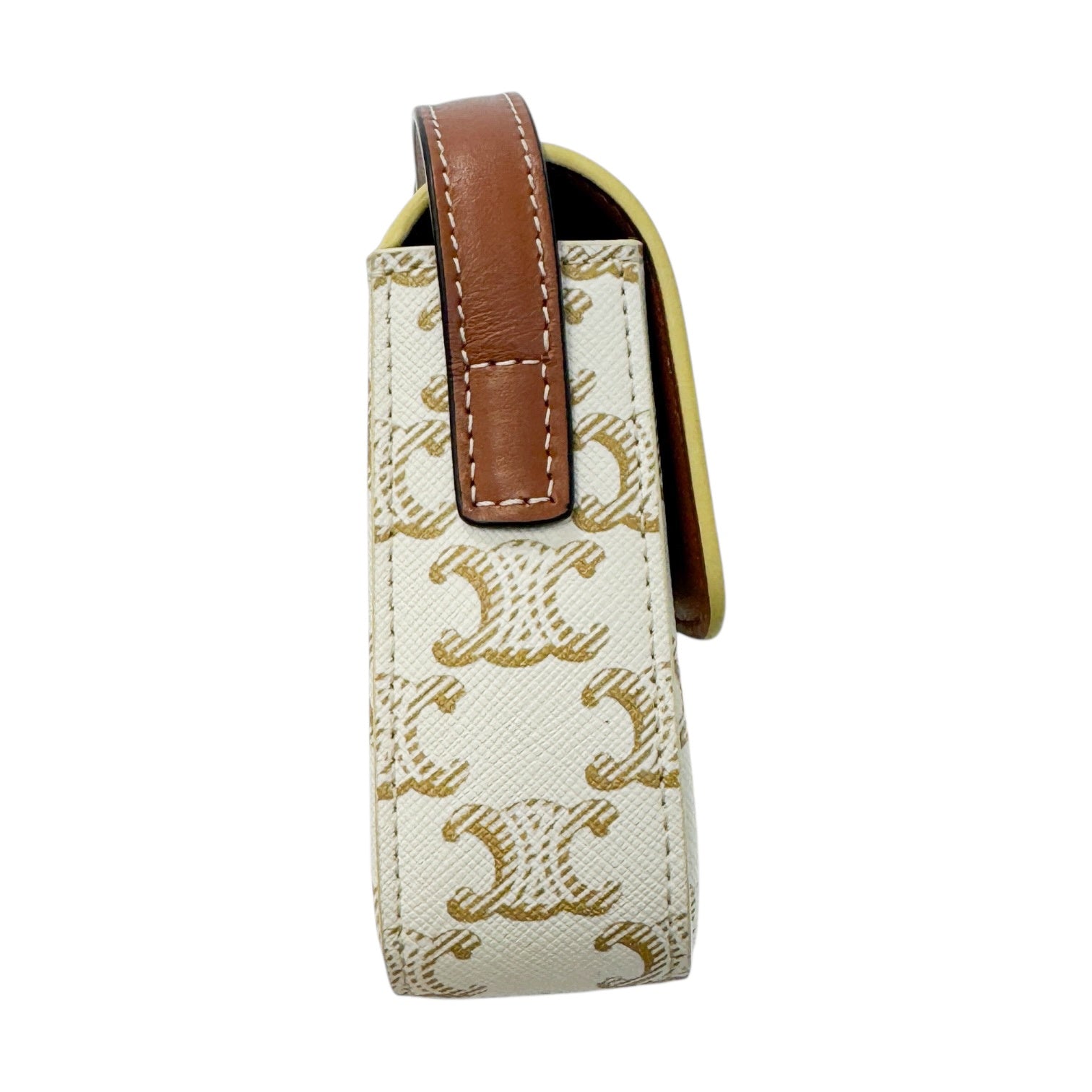 Celine Teen Triomphe Shoulder Bag PVC Coated Canvas P-CU-2211 White