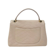 シャネル　Vステッチ　トップハンドルフラップバッグ　ベージュ　A57147　Bランク